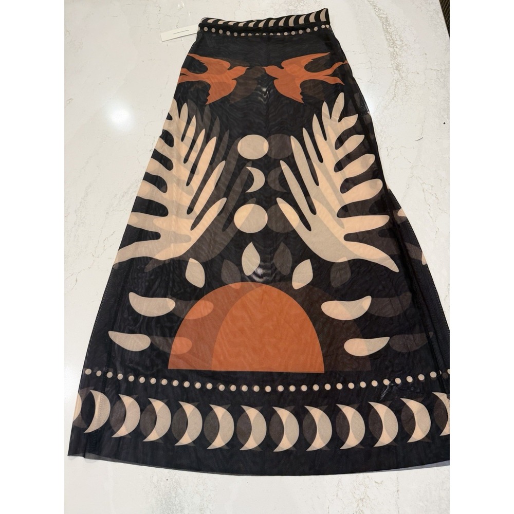 Nwt Commense Sheer Printed Mesh Beach Cover-Up Skirt Size Extra Small
